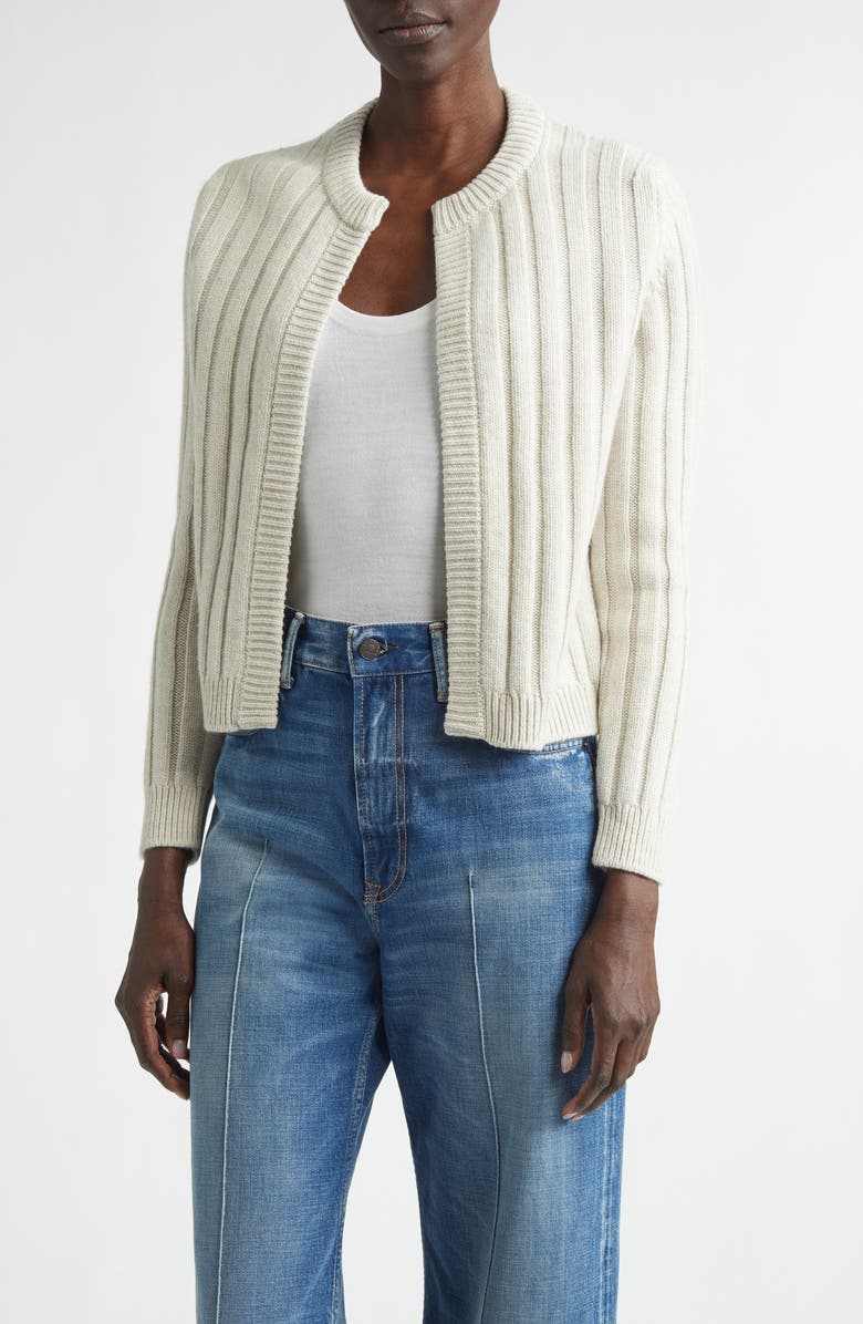 Johnstons of Elgin Lecht Open Front Rib Cashmere Cardigan, Main, color, Lunan Sand