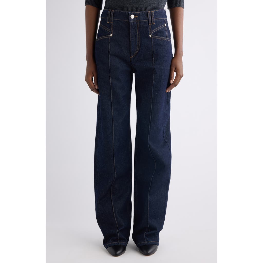 Isabel Marant Drolane High Waist Straight Leg Jeans In Blue