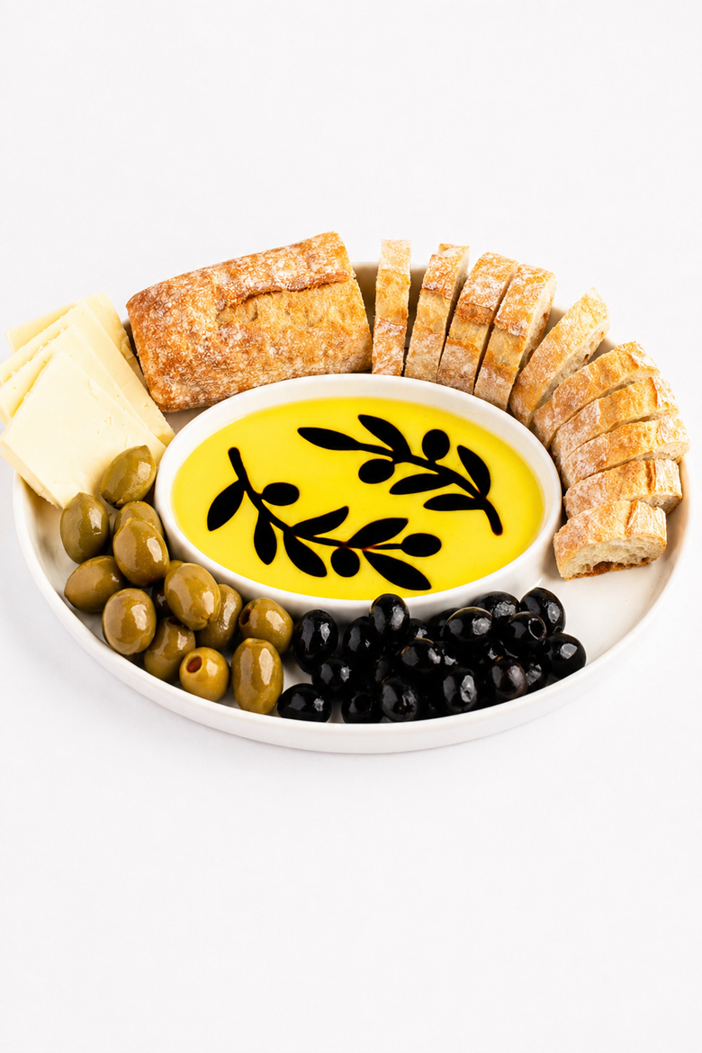 Olive Oil and Balsamic Vinegar Dipping Platter, Main, color, white