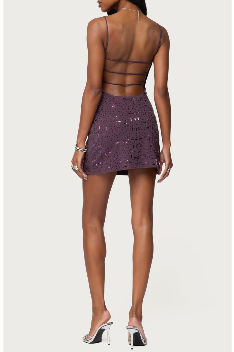 Embellished Strappy Back Minidress, Alternate, color, PURPLE