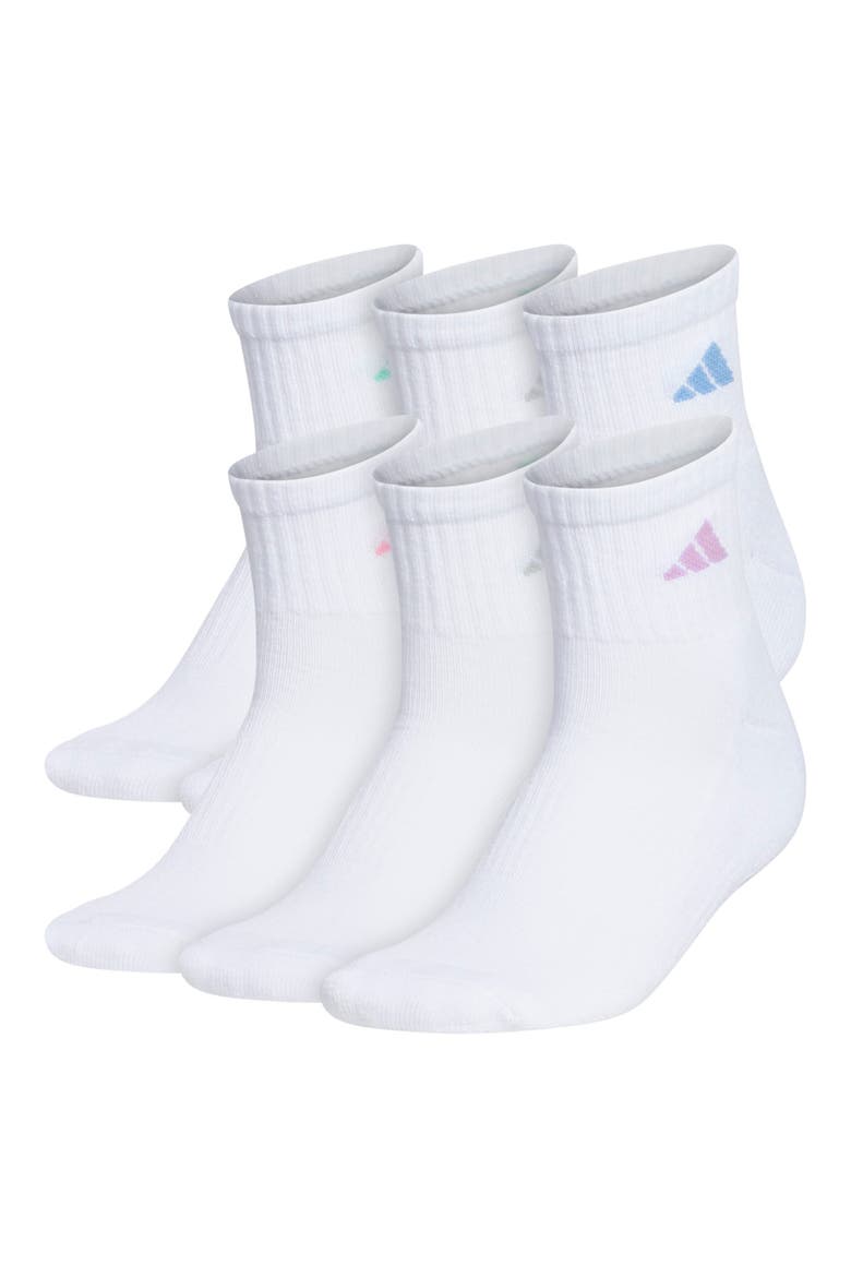 Athletic Cushioned Crew Socks - Pack of 6, Main, color, WHITE