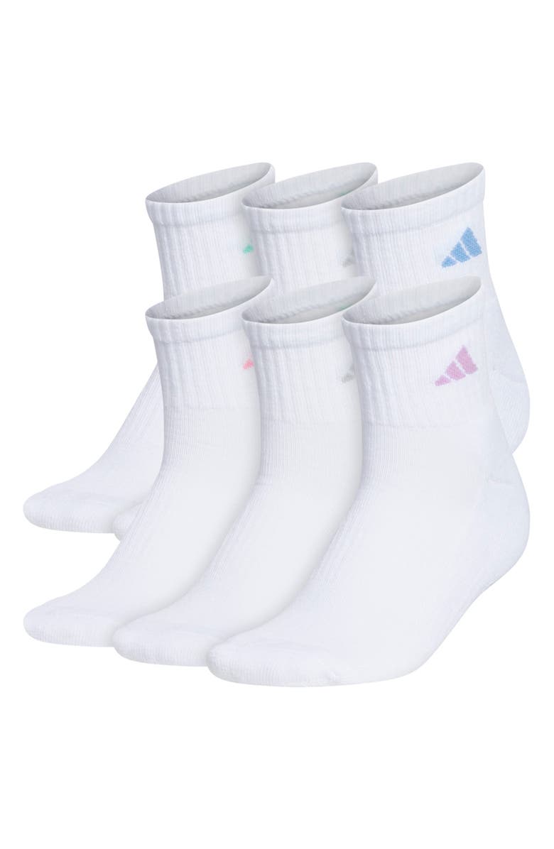 adidas Athletic Cushioned Crew Socks - Pack of 6, Main, color, White