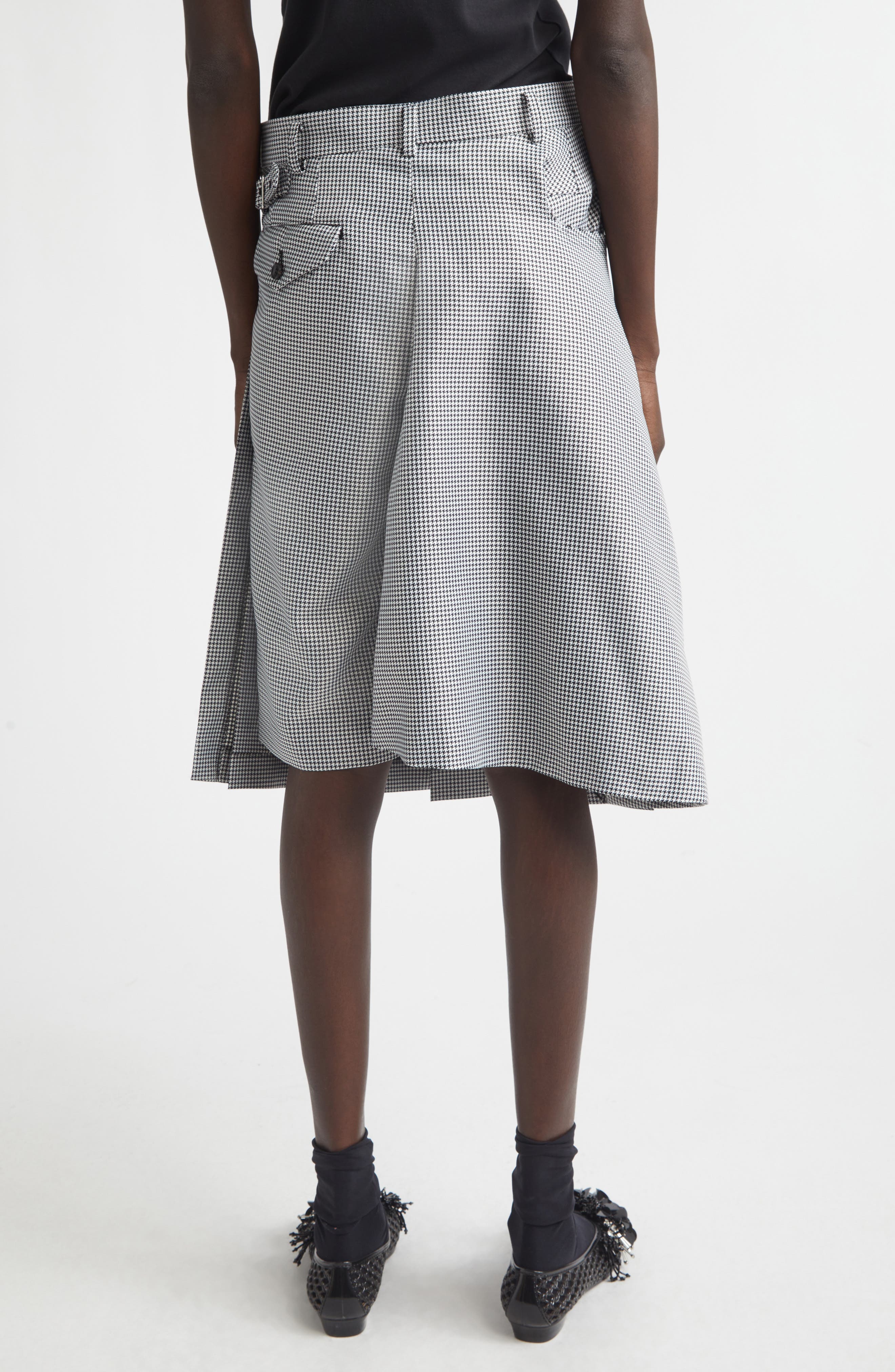 Pleated Asymmetric Houndstooth Check Skort - image 2