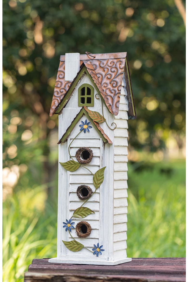 24.25"H Oversized 3-Tiered Solid Wood Villa Decorative Outdoor Garden Birdhouse, Alternate, color, White