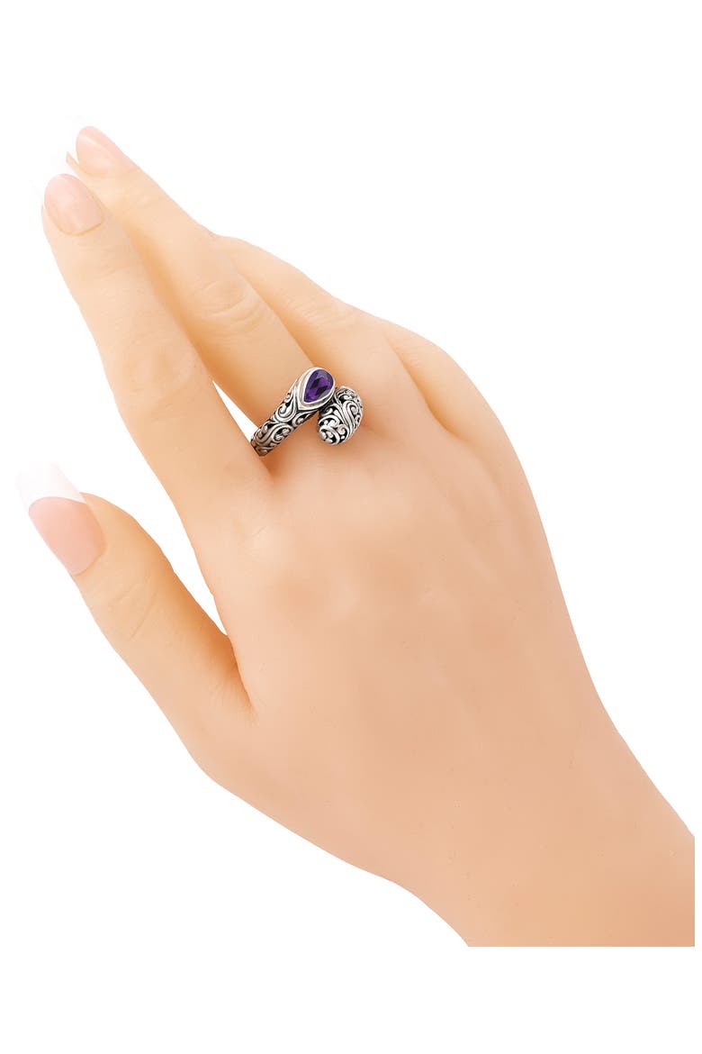 Amethyst & Sterling Silver Bali Filigree Ring, Alternate, color, SILVER / PURPLE