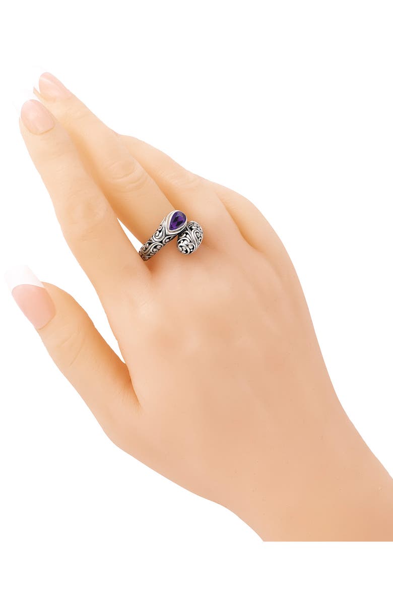 DEVATA Amethyst & Sterling Silver Bali Filigree Ring, Alternate, color, 