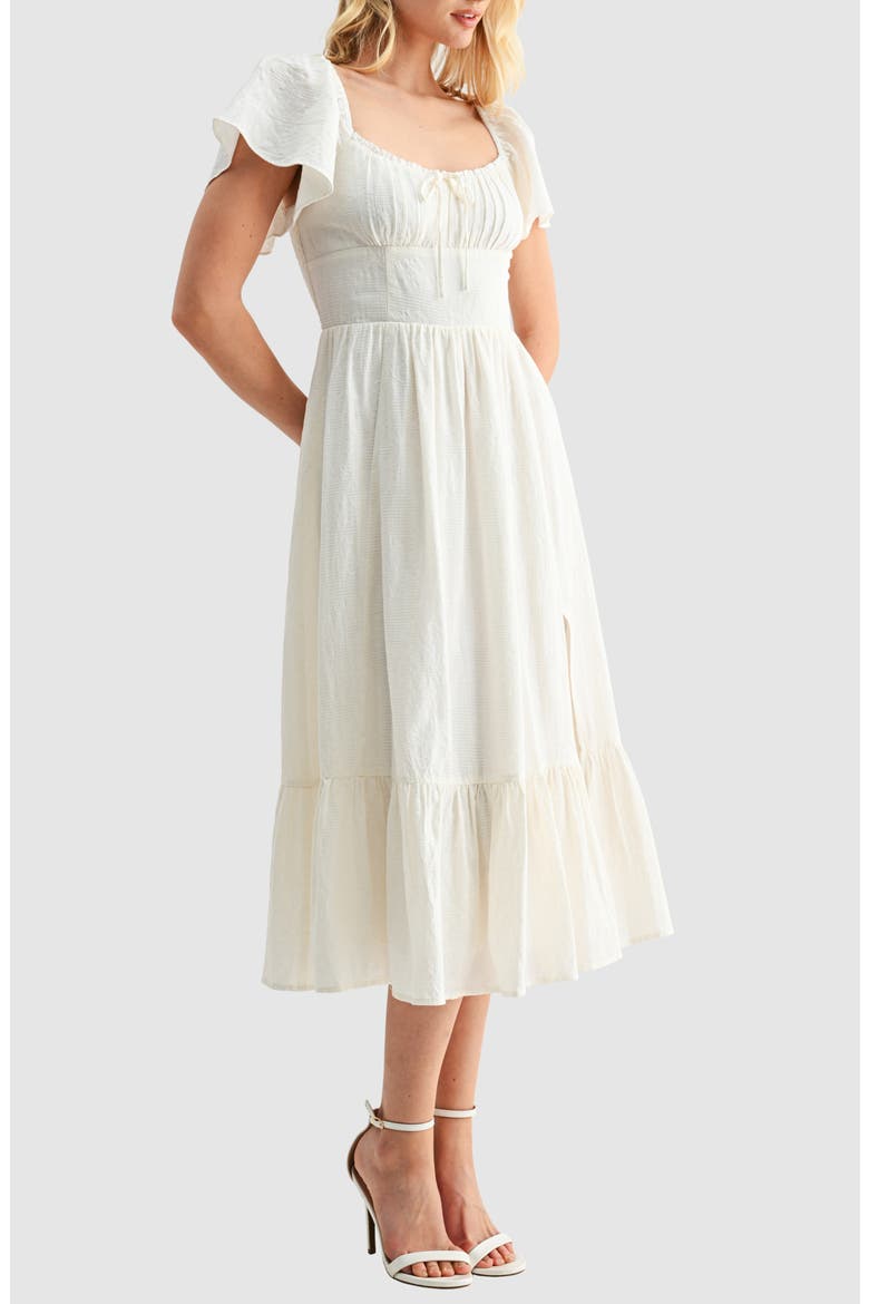 Floral Flutter Sleeve Sundress, Alternate, color, OFF WHITE