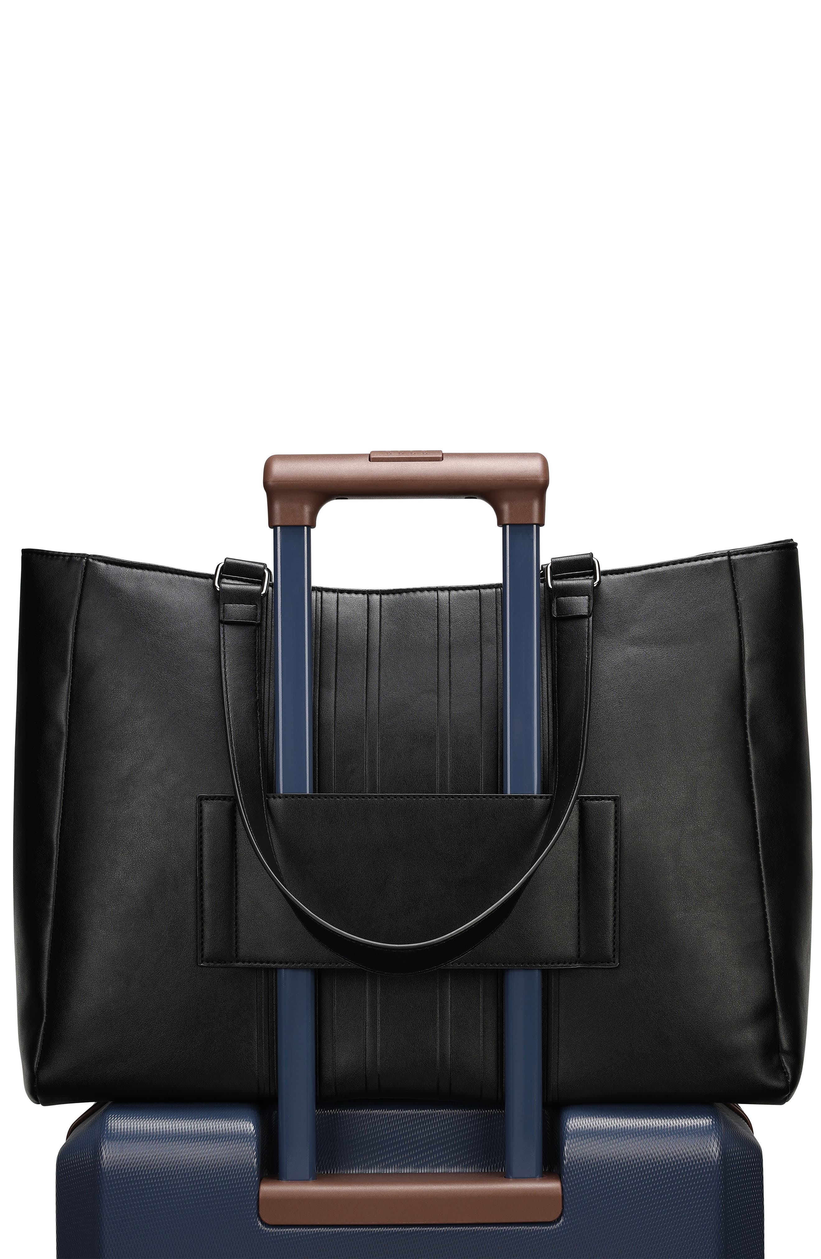 ELLE Roamer 24L Vegan Leather Weekender Duffel Bag, Alternate, color, Black