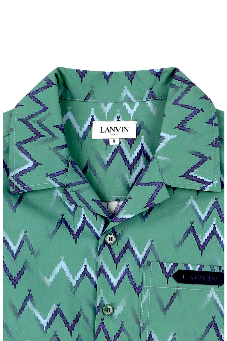 Kids Oversized Printed Cotton Shirt, Alternate, color, Jade