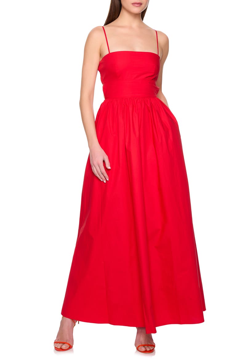 Open Back Cotton Poplin Maxi Dress, Main, color, PERFECT RED
