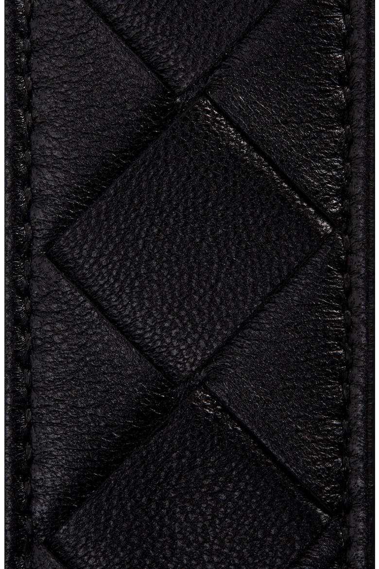 Intrecciato Leather Belt, Alternate, color, BLACK/ GOLD
