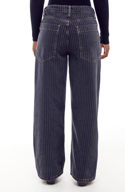 Bdg Urban Outfitters Jaya Pinstripe Low Rise Wide Leg Jeans In Black