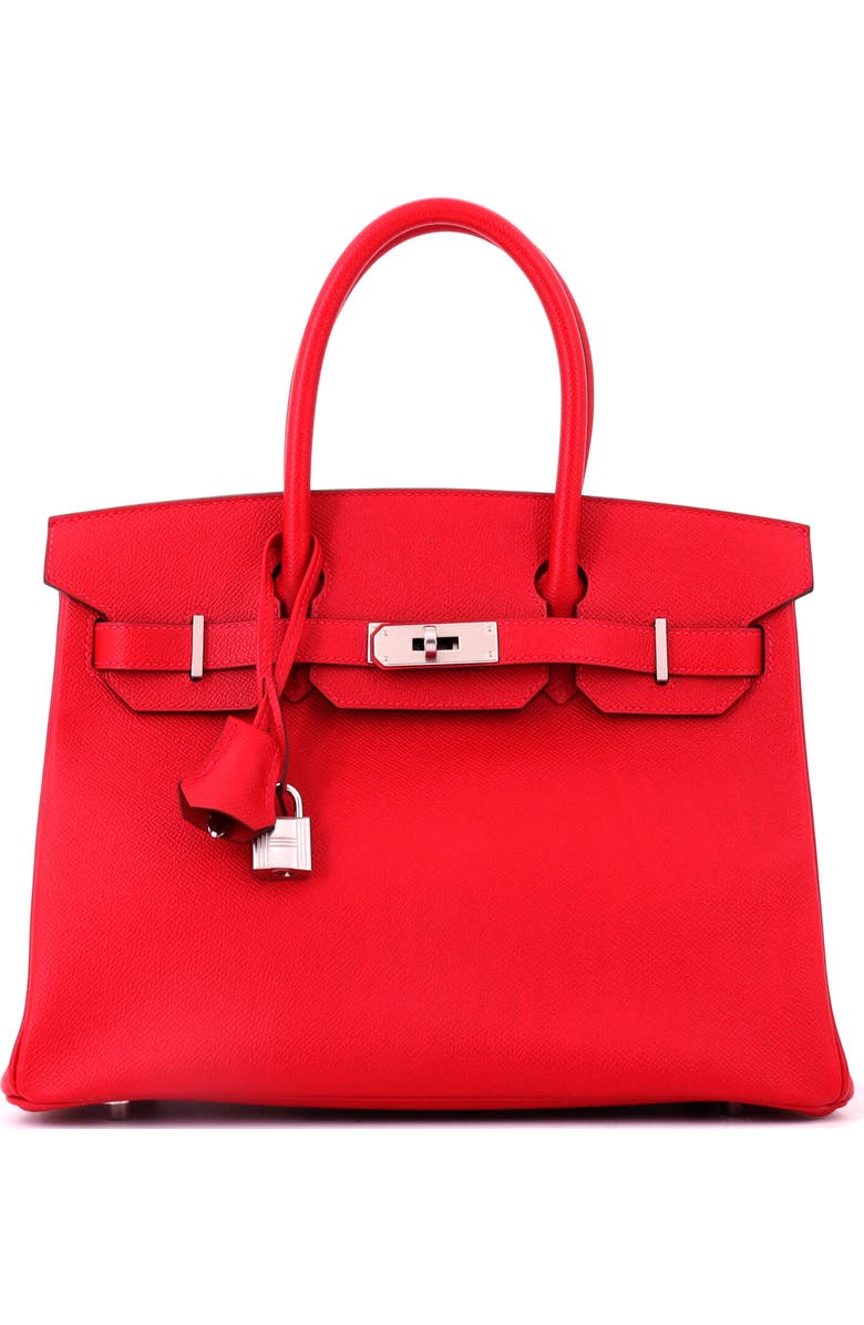 Pre-Owned Hermes Birkin Handbag Red Epsom with Palladium Hardware 30, Main, color, Rouge Vif