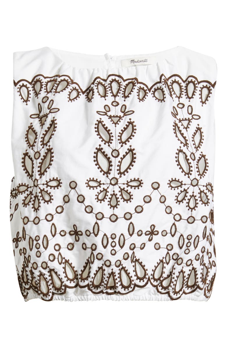 Madewell Embroidered Sleeveless Poplin Bubble Top, Alternate, color, White