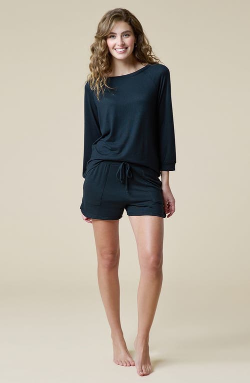Softies Dream 3/4 Sleeve Boatneck Top With Shorts Set