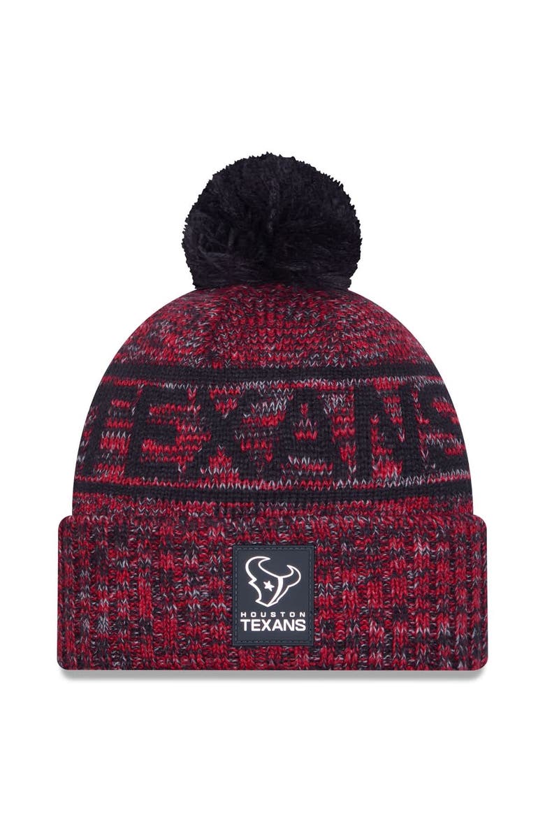 New Era Men's New Era Red Houston Texans 2025 Sideline Cold Weather Cuffed Knit Hat with Pom, Main, color, Red