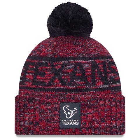 Men's New Era Red Houston Texans 2025 Sideline Cold Weather Cuffed Knit Hat with Pom