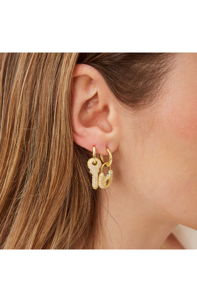 Spero London Key Gold Color Hoop Sterling Silver Earring, Alternate, color, Gold