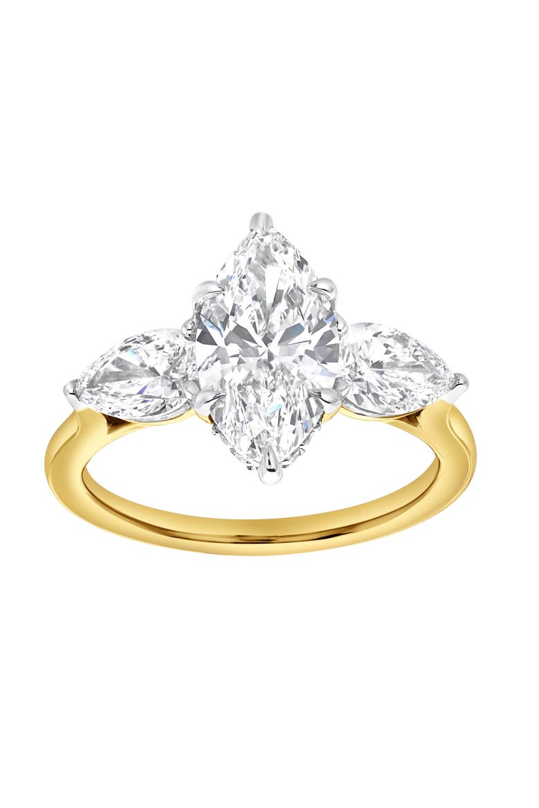 Fallon 3CT Marquise & Pear Three Stone Lab Diamond Ring 14K Gold, Main, color, 14K Yellow Gold