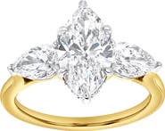 LuvMyJewelry Fallon 3CT Marquise & Pear Three Stone Lab Diamond Ring 14K Gold