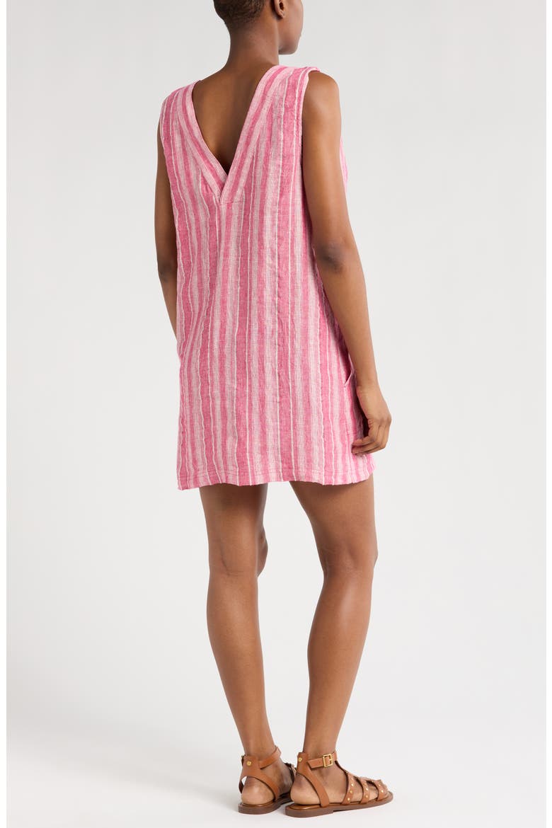 Azure Stripe Sleeveless Linen Blend Minidress, Alternate, color, GRANITA STRIPE