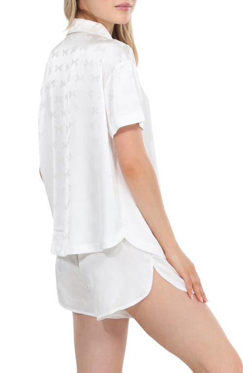 Honeydew Forever Mine Bow Jacquard Satin Shortie Pajamas In White