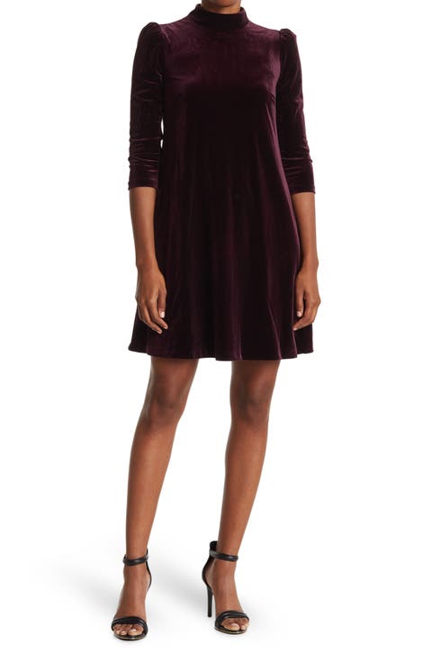 ELIZA J Velvet Mock Neck Mini Dress