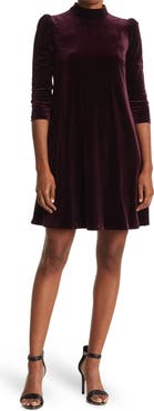 Eliza J ELIZA J Velvet Mock Neck Mini Dress