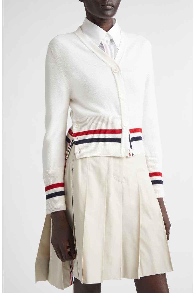 Shrunken Cashmere Cardigan, Alternate, color, WHITE