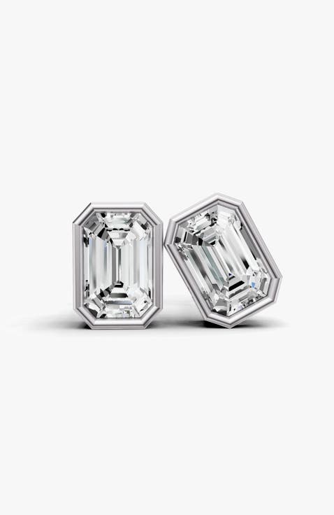 14K Gold 1 Carat Emerald Bezel Solitaire Studs