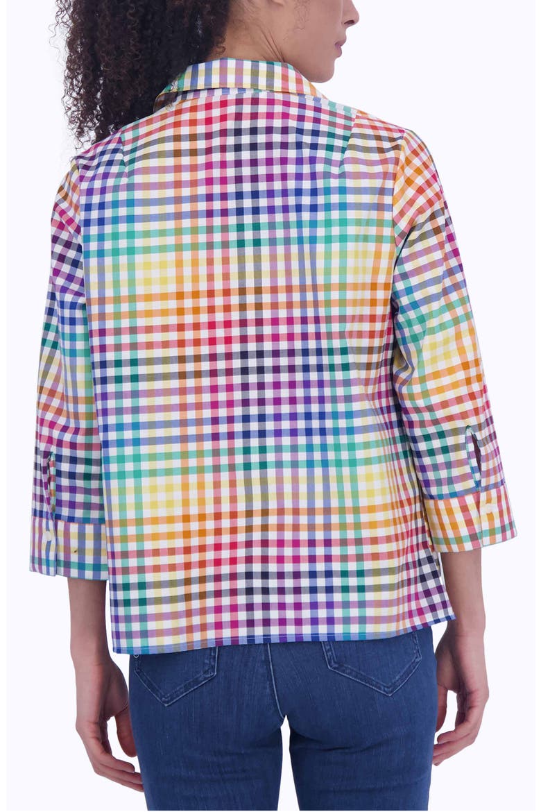 Sophia Rainbow Gingham Cotton Popover Shirt, Alternate, color, MULTI PLAID