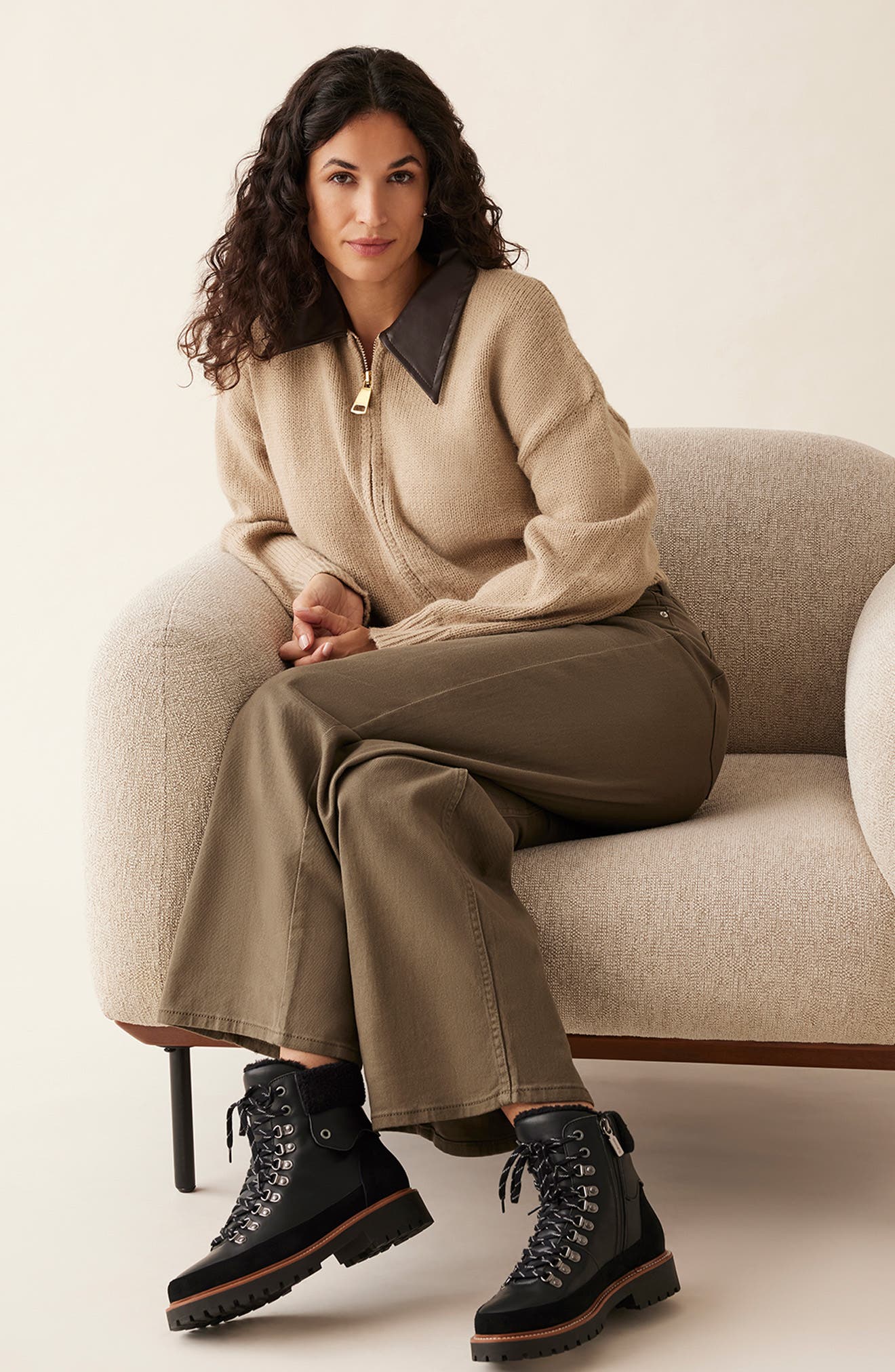 Blondo Natasia Faux Shearling Cuff Waterproof Boot, Alternate, color, Black Leather/ Fabric