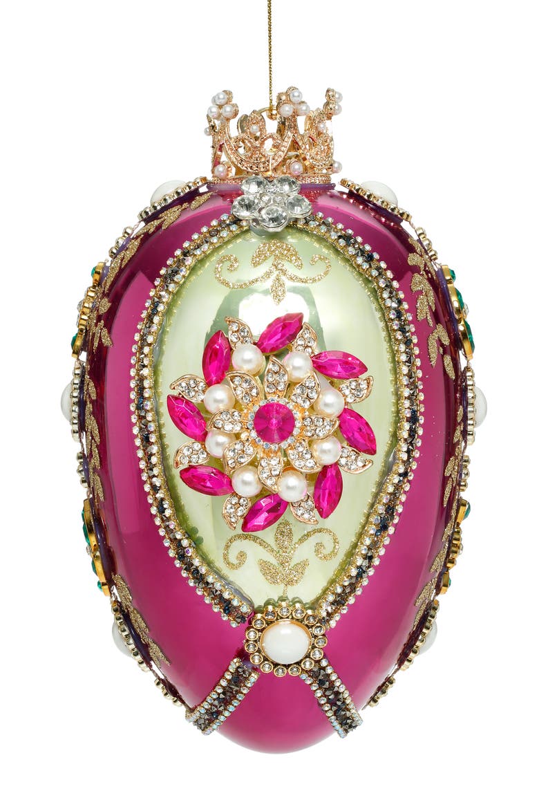 Faberge Jewel Egg Ornament , Green/Purple, Main, color, Light Purple