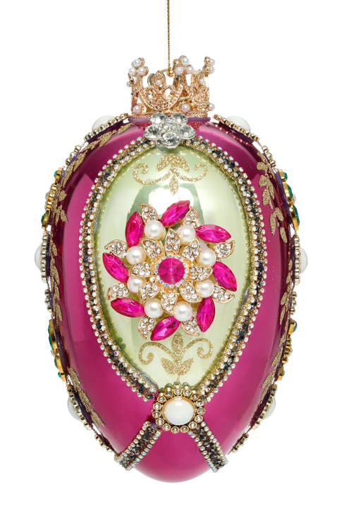 Faberge Jewel Egg Ornament , Green/Purple