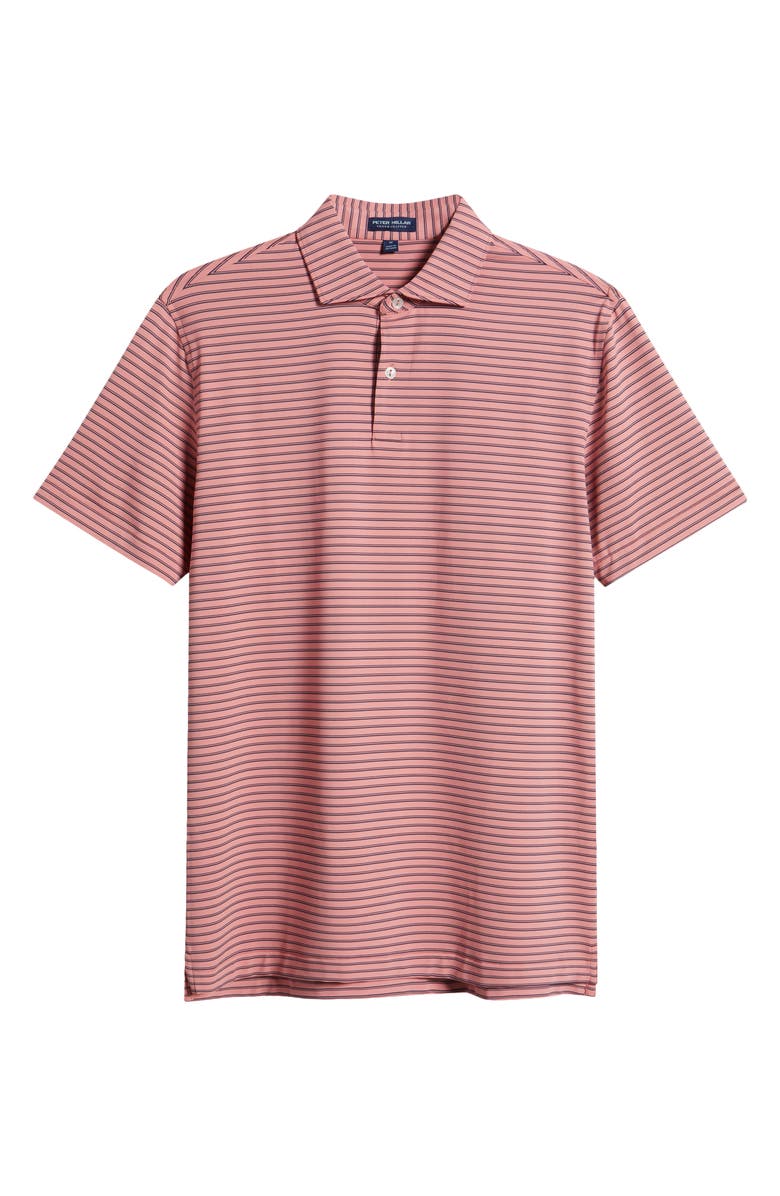 Peter Millar Bridge Stripe Performance Jersey Polo, Alternate, color, Pink Crepe