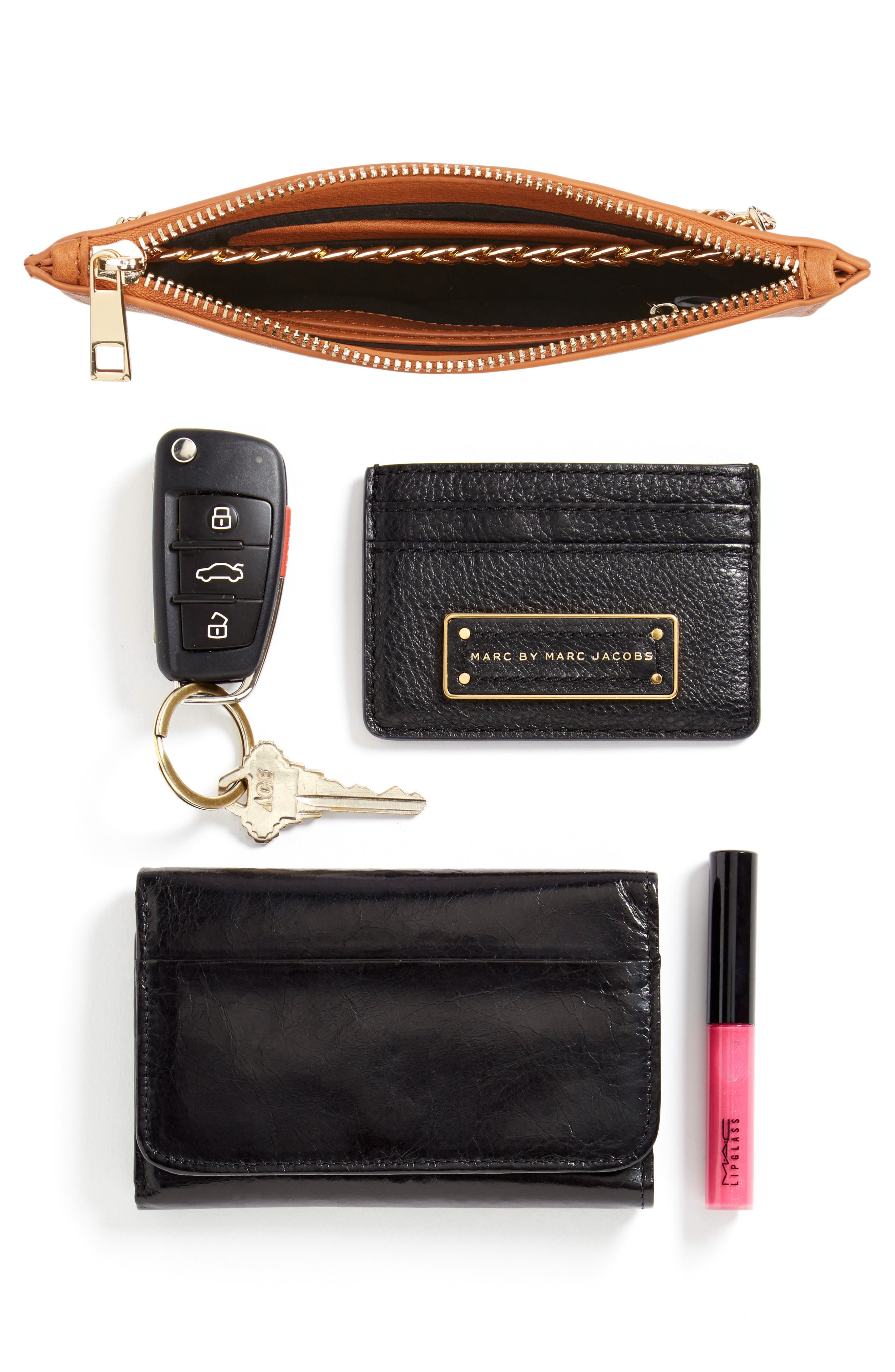 Faux Leather Crossbody Clutch, Alternate, color, COGNAC