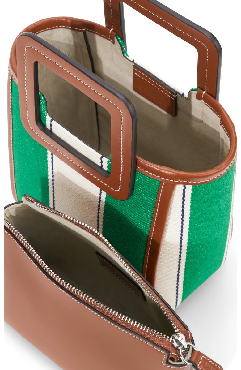 STAUD Mini Shirley Bungalow Stripe Canvas & Leather Tote, Alternate, color,