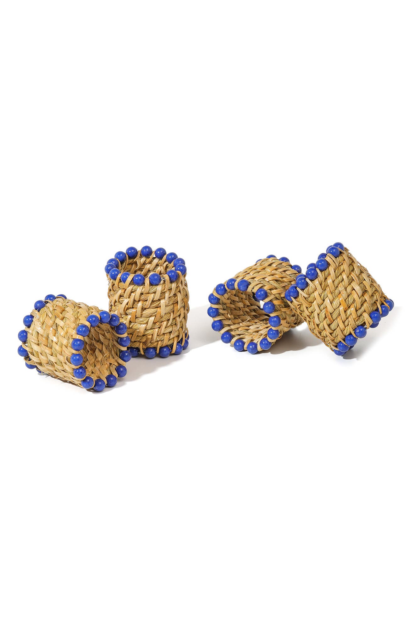 Tiramisu Azure Rattan Set of 4 Napkin Rings