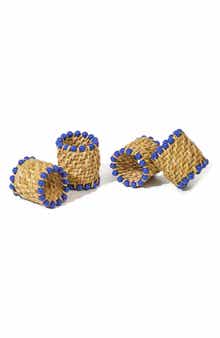 Tiramisu Azure Rattan Set of 4 Napkin Rings