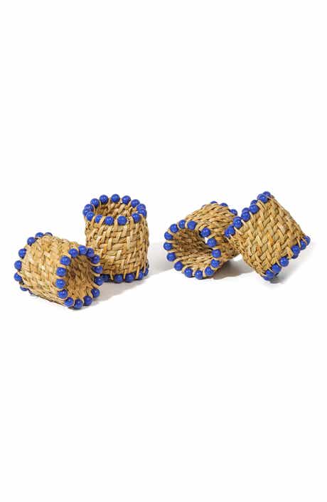 Tiramisu Azure Rattan Set of 4 Napkin Rings