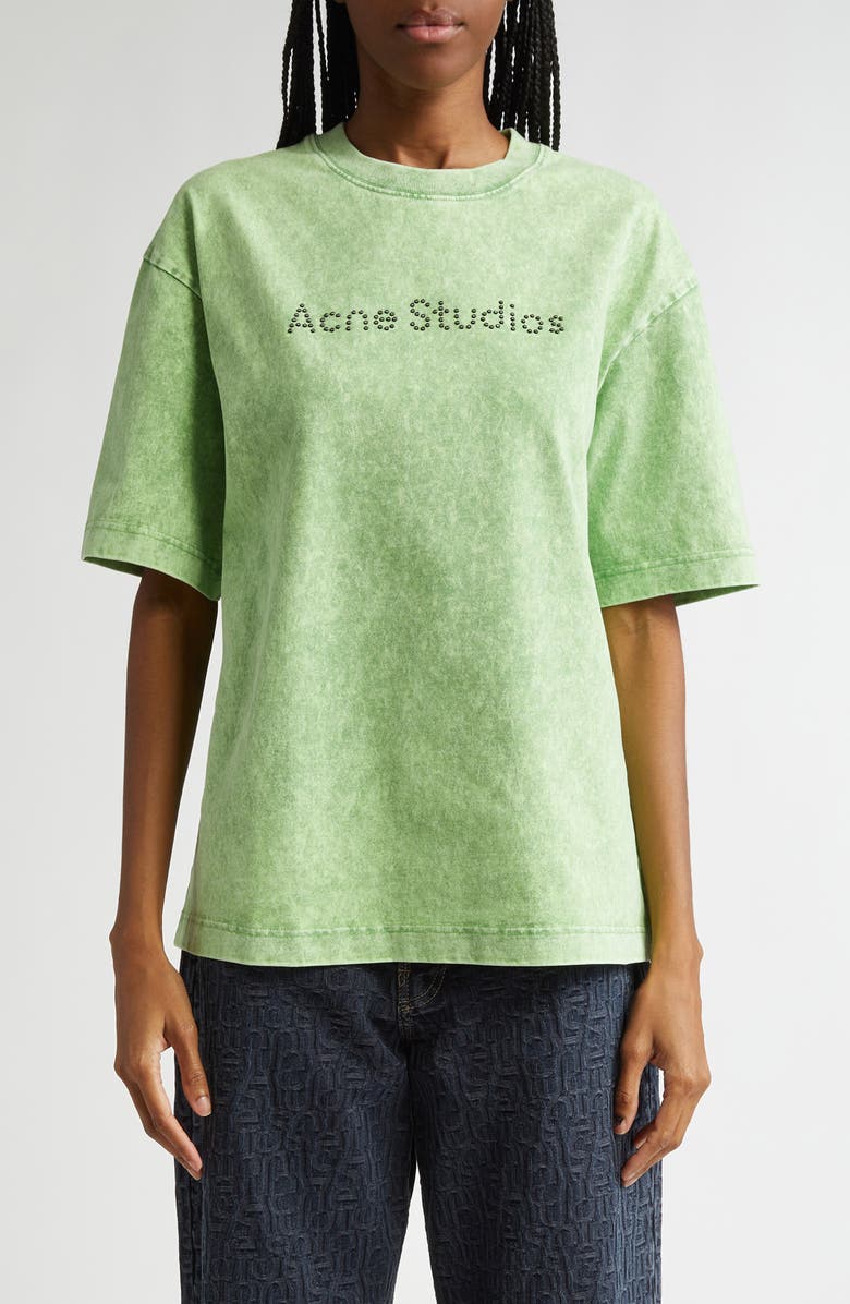 Acne Studios Exford Relaxed Fit Diamanté Logo T-Shirt, Main, color, 