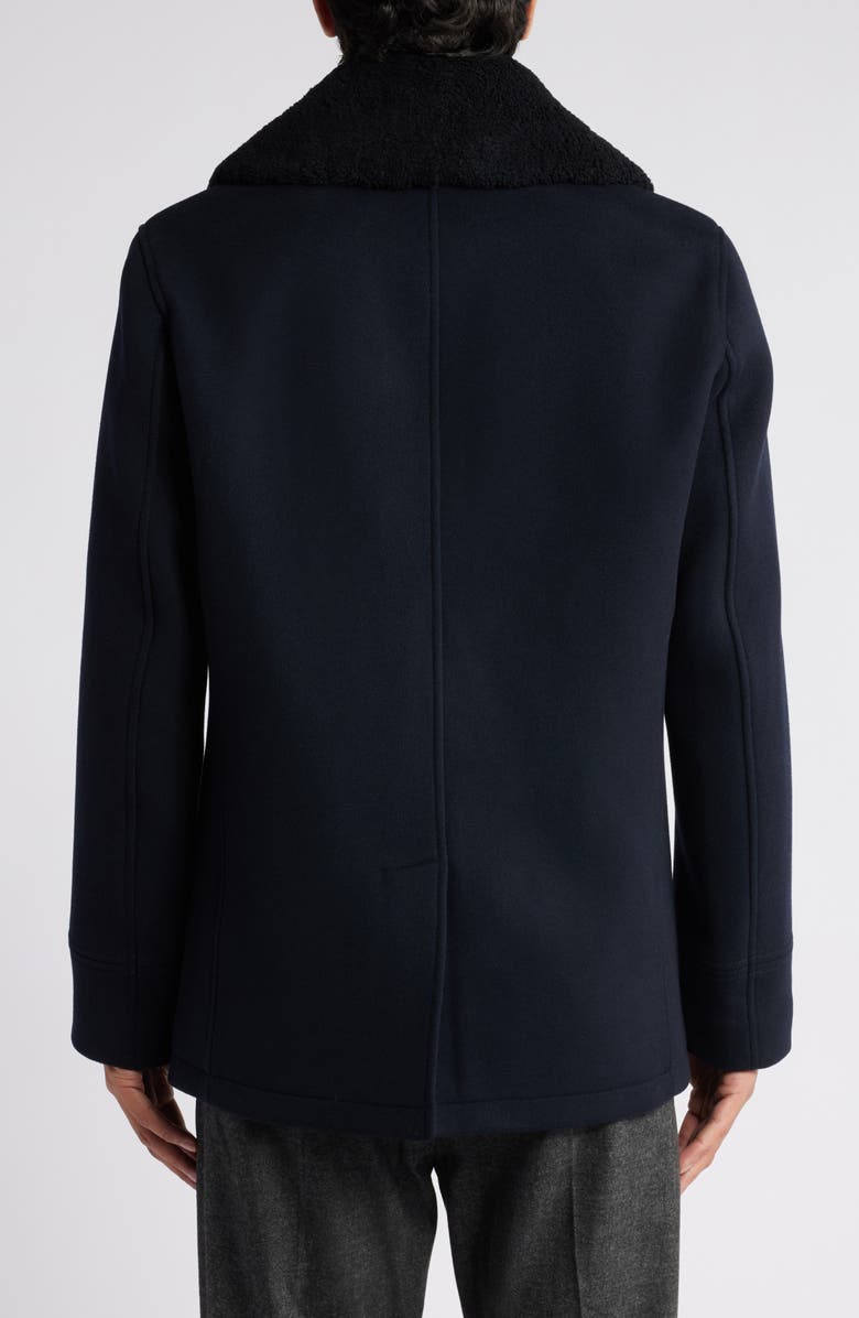 Mackage Cole Wool Peacoat with Genuine Shearling Collar, Alternate, color,