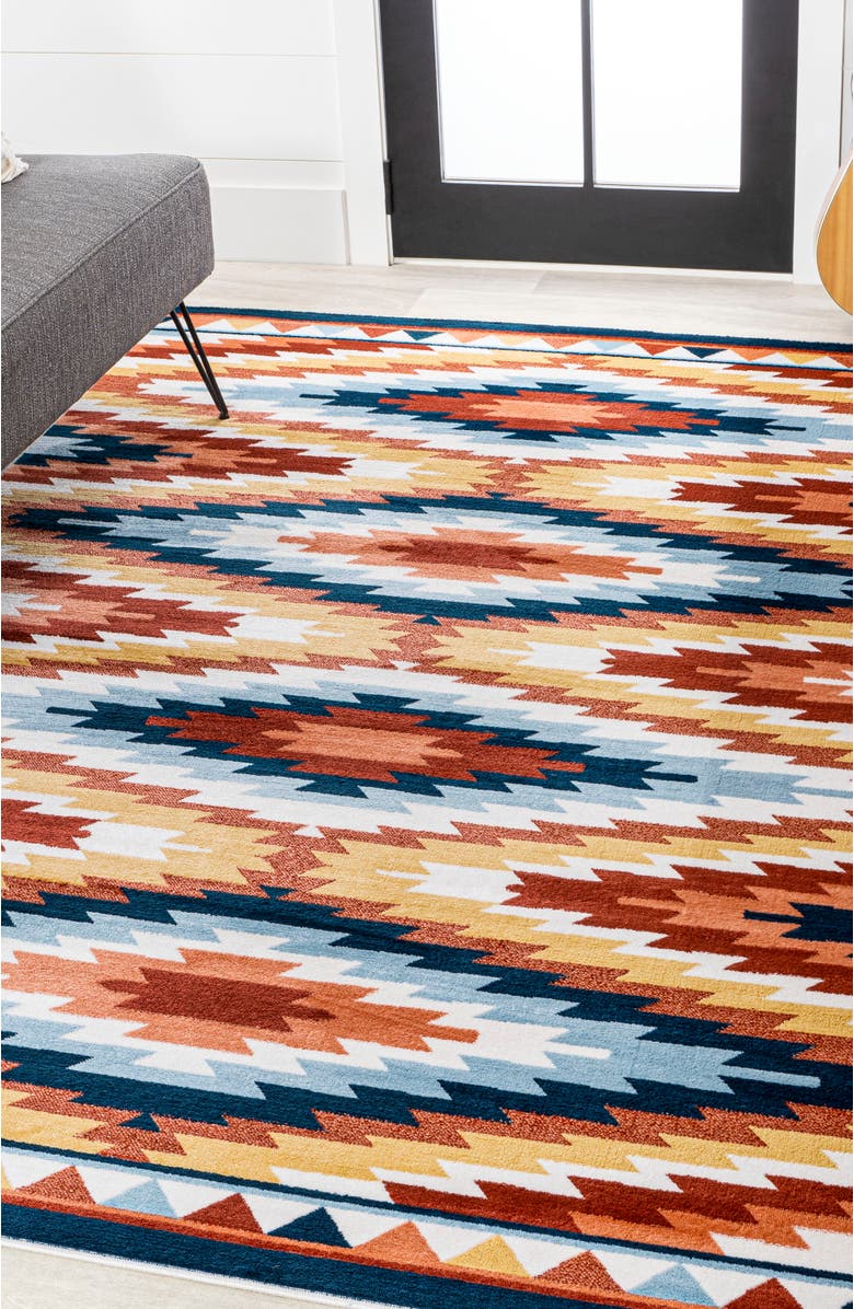 JONATHAN Y Konya Diamond Kilim Geometric Area Rug, Alternate, color, Yellow/Red/Blue