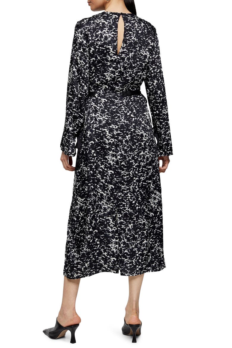 Tie Tent Long Sleeve Midi Dress, Alternate, color, BLACK MULTI