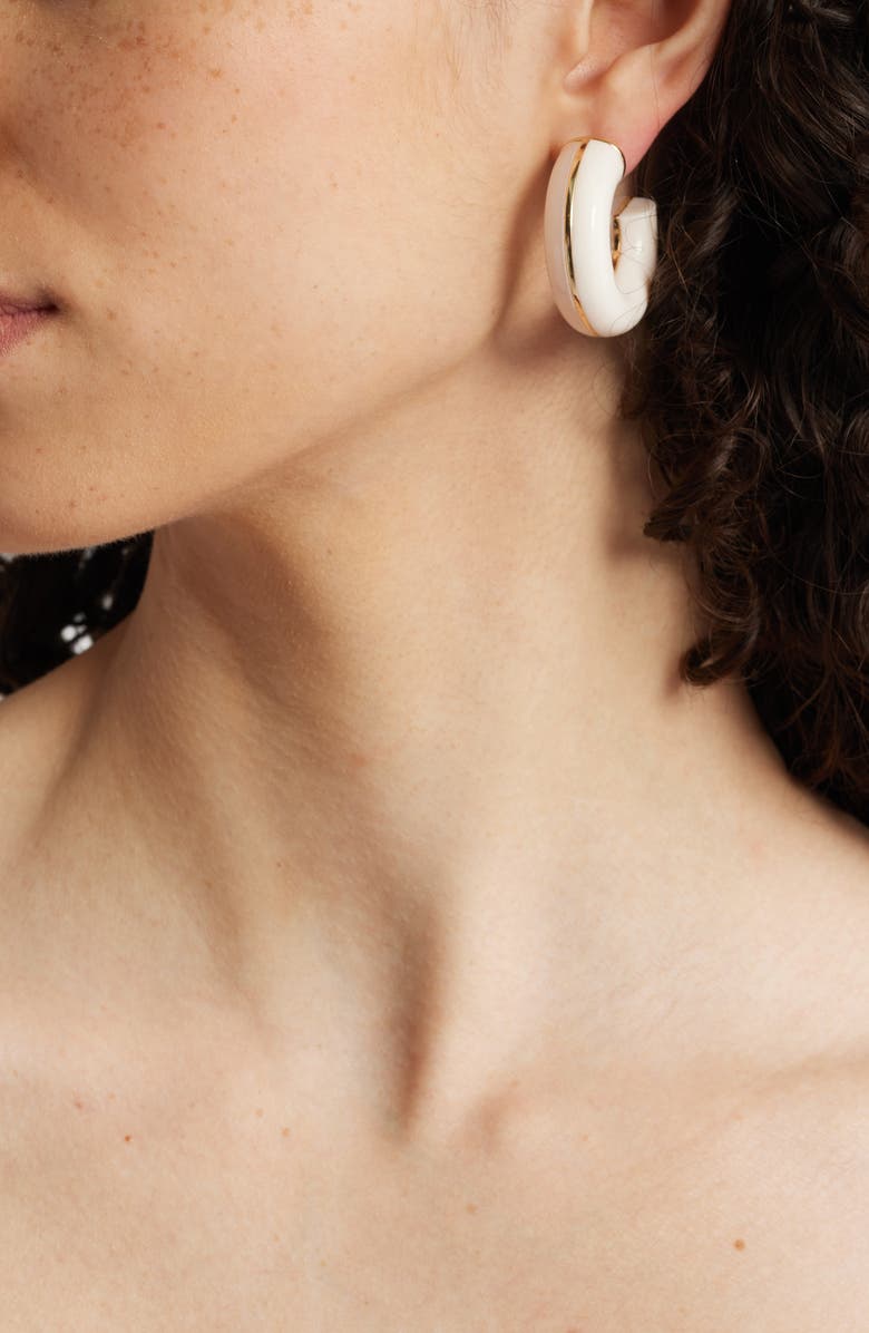 Nordstrom Chunky Resin Split Hoop Earrings, Alternate, color, Ivory Combo