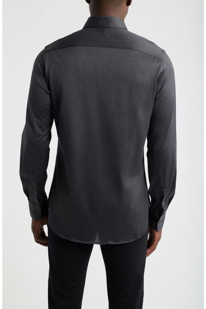 Regular Fit Cotton Jersey Button-Up Shirt, Alternate, color, CHARCOAL