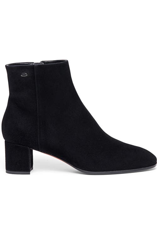 Santoni Suede Mid-heel Ankle Boot In Black