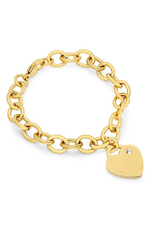 Swarovski Crystal Accented Heart Charm Bracelet