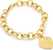 HMY JEWELRY Swarovski Crystal Accented Heart Charm Bracelet