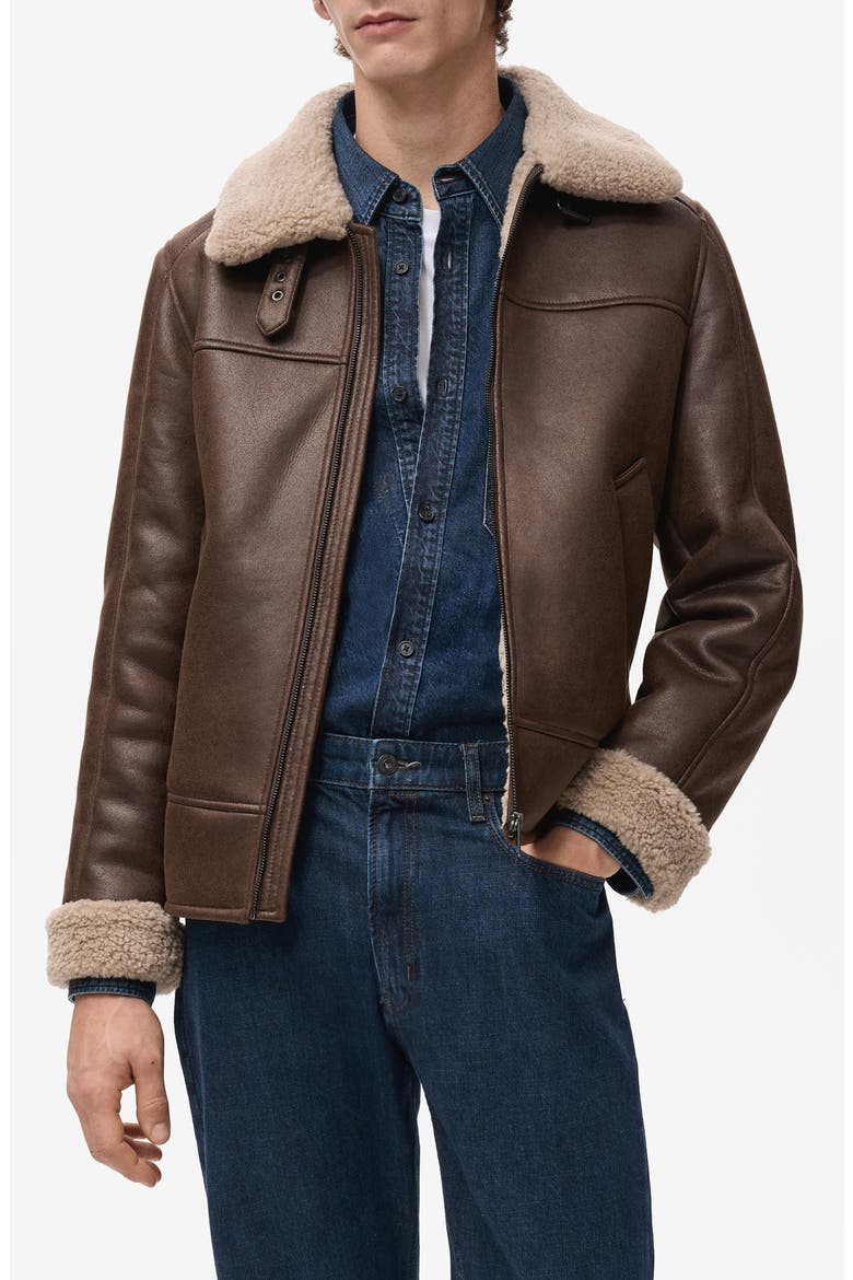 Faux Shearling Jacket, Main, color, TOBACCO BROWN